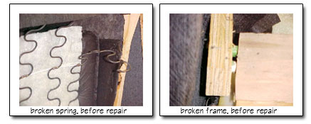 photos of frame and spring damage